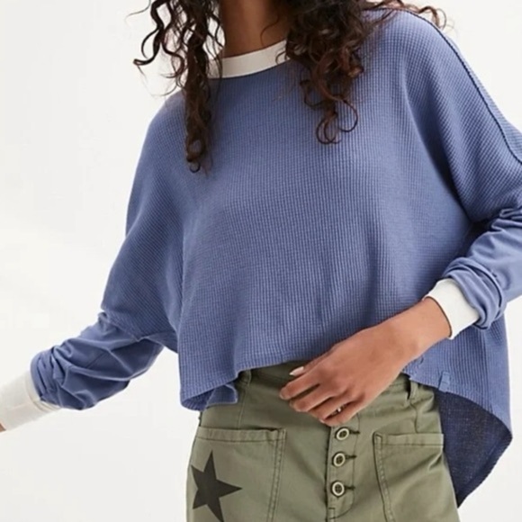 We The Free Tops | Jayson Ringer Waffle Knit Long Sleeve Thermal Top - Picture 2 of 9